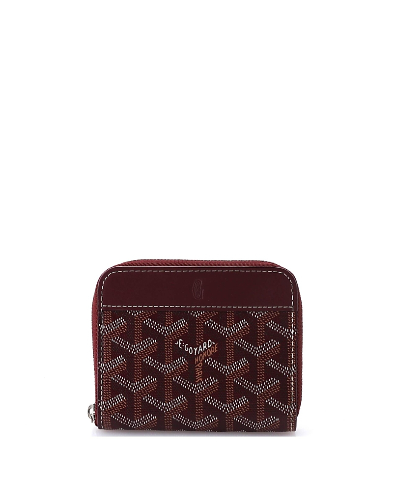 Pre-owned Pre-owned Goyard Goyard Pm Matignon Zip Wallet Coated Canvas With Leather In Red