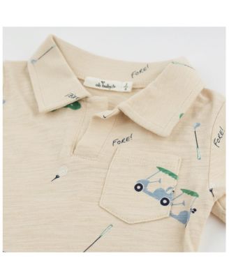 Boys' S25 Golf Print Slub Spencer Polo Shirt - Baby