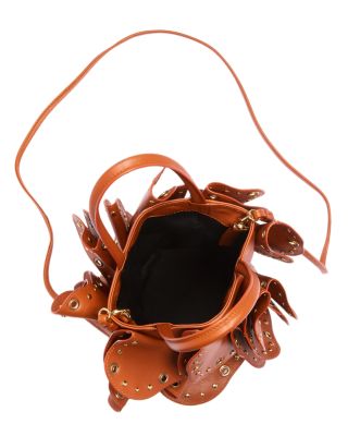 Flower Stud Leather Shoulder Bag