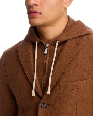 Boiled Wool Slim Fit Sport Coat with Removable Full Zip Hoodie