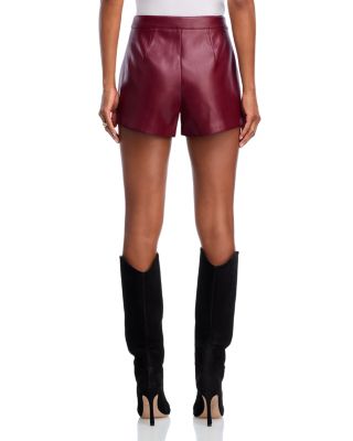 Deidra Faux Leather Collarless Jacket & Dionne Faux Leather High Waisted Shorts