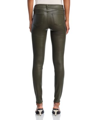 Marguerite Coated High Rise Skinny Jeans in Deep Olive