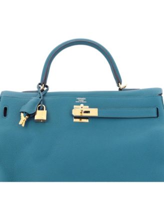 Kelly 35 Handbag Blue Togo with Gold Hardware