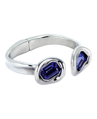 Rigid Sterling Plated Bracelet with Two Crystals