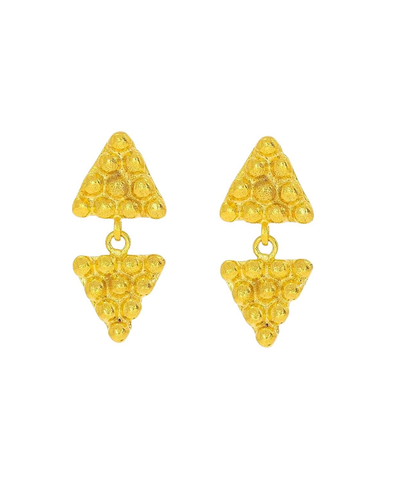 Ottoman Hands Azar Triangle Drop Earrings In Gold