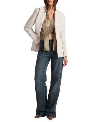 Mimi Soft Stretch Crepe Double Button Open Flap Jacket