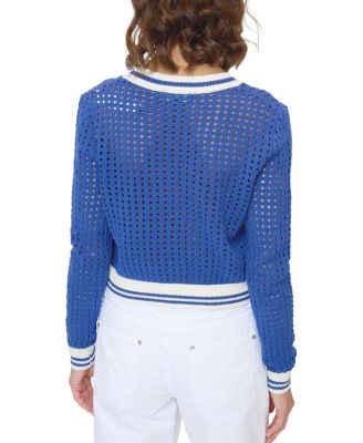 Junie Varsity Mesh Stitch Cardigan
