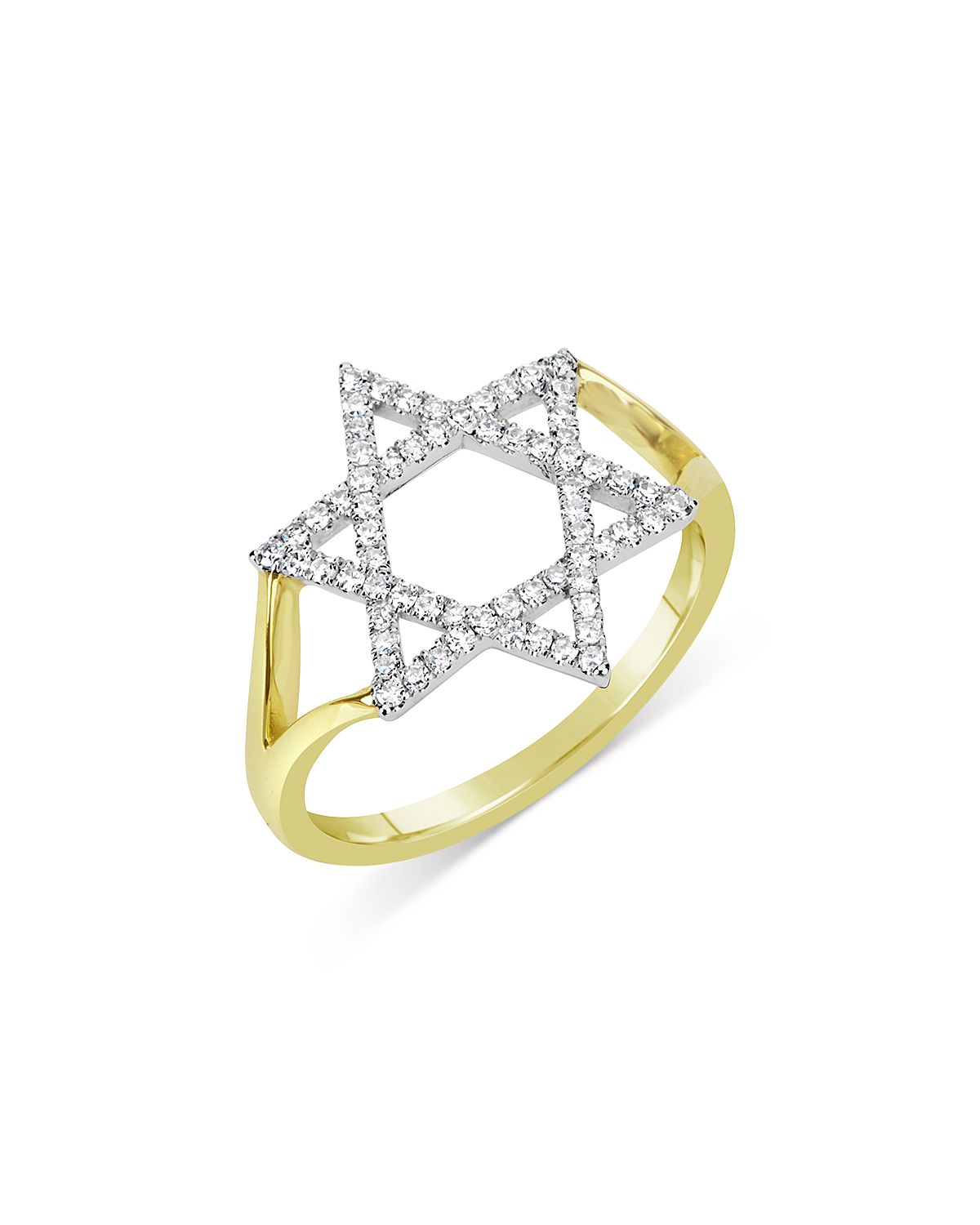 Meira T 14K White & Yellow Gold Diamond Star of David Ring
