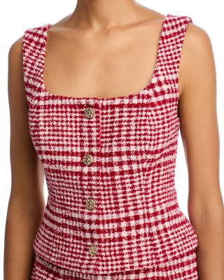 Brushed Houndstooth Square Neck Sleeveless Top