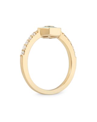 Diamond & Turquoise Baia Stackable Ring in 18K Yellow Gold