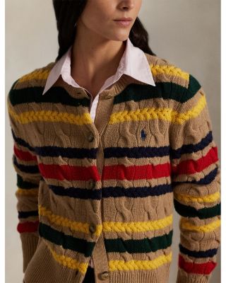 Striped Cable Wool Cashmere Cardigan