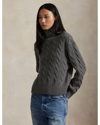 Cable Knit Wool Cashmere Polo Sweater