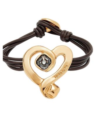 Black Crystal Heart Leather Bracelet