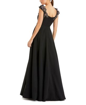 Crepe Sleeveless With Rhinestone Flowers Ballgown