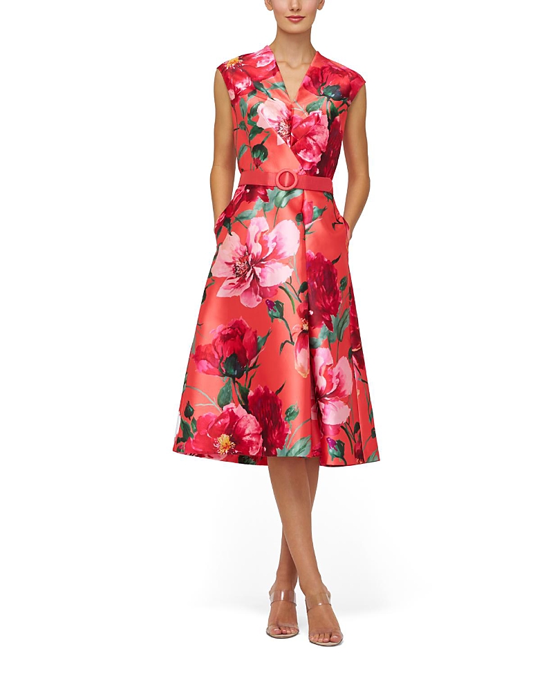 Kay Unger Rosemund Midi Dress In Red
