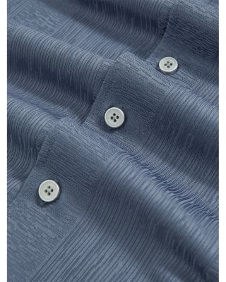 Stripe Jacquard Regular Fit Button Down Short Sleeve Cuba Shirt