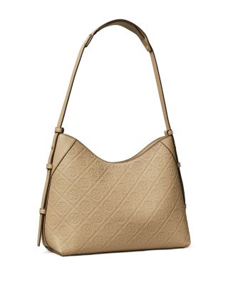 T Monogram Soft Pebble Medium Shoulder Bag