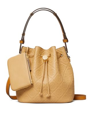 T Monogram Leather Bucket Bag