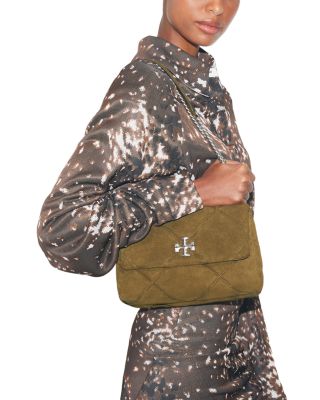 Kira Suede Diamond Quilted Shoulder Bag