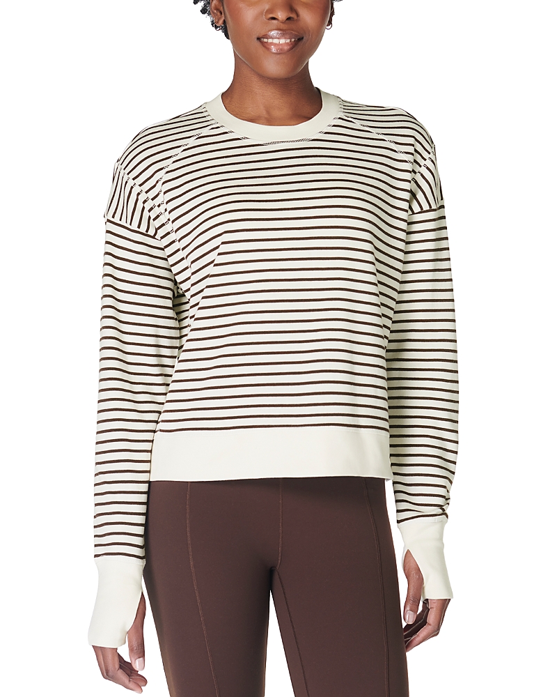 Sweaty Betty After Class Crop Sweatshirt In White