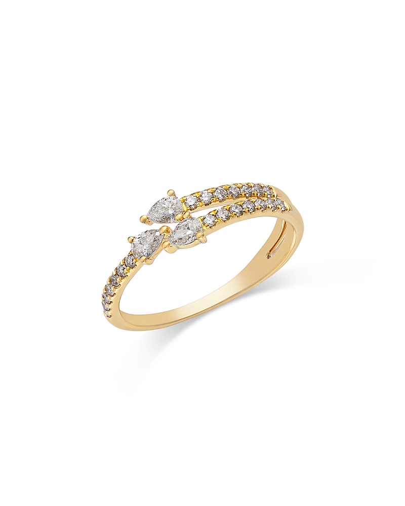 Bloomingdale's Fine Collection Diamond Pear & Round Bypass Ring in 14K Yellow Gold, 0.42 tcw