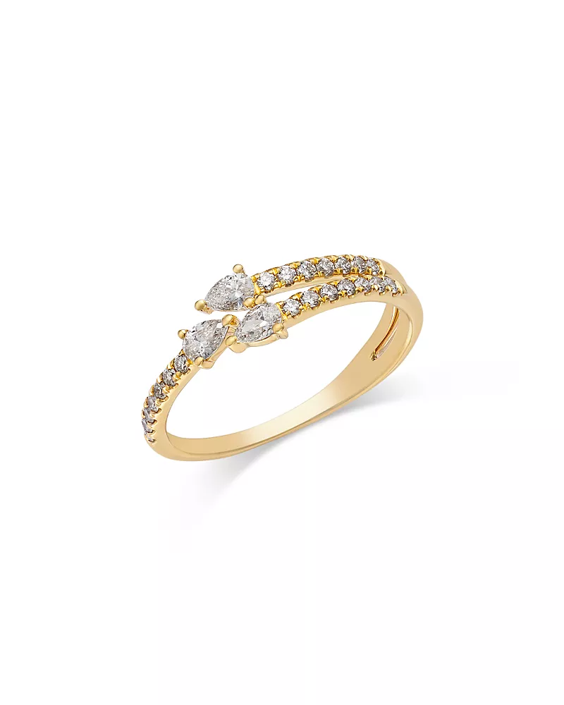 Bloomingdale's Fine Collection Diamond Pear & Round Bypass Ring in 14K Yellow Gold, 0.42 tcw