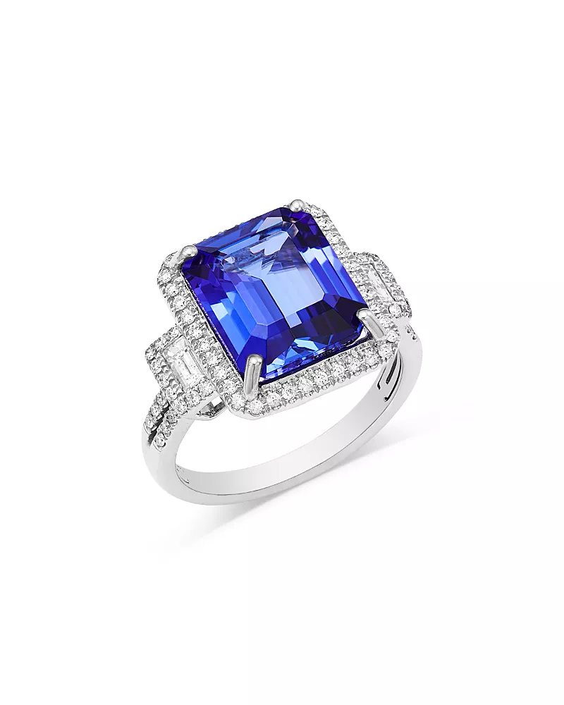 Bloomingdale's Fine Collection Tanzanite & Diamond Square Halo Ring in 14k White Gold