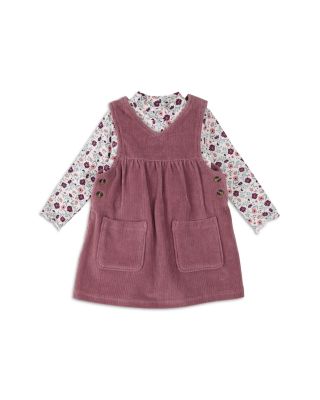 Girls' Floral Print Bodysuit & Corduroy Overall Dress Set - Baby