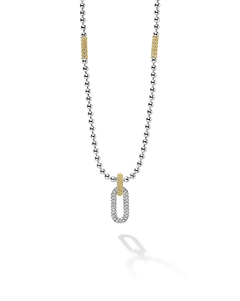 Lagos 18K Yellow Gold & Sterling Silver Caviar Lux Diamond Clip Pendant Necklace, 16-18 - Exclusive
