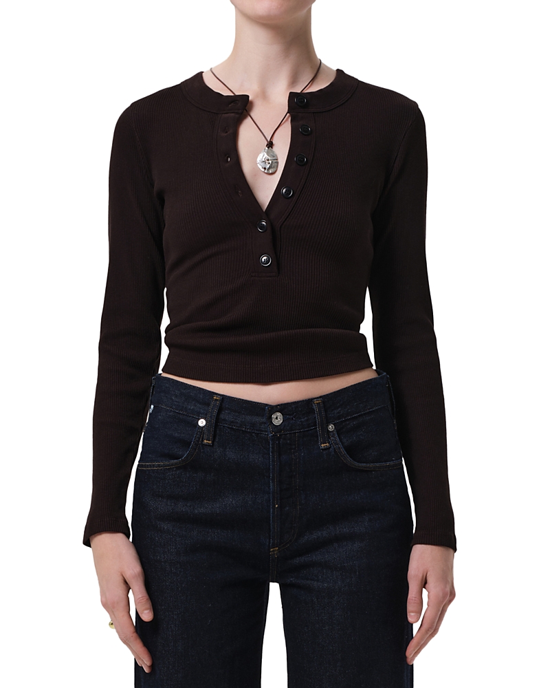 Citizen Of Humanity Citizens Of Humanity Varra Rib Henley In Brown