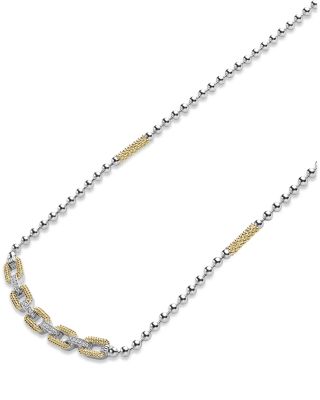 18K Yellow Gold & Sterling Silver Caviar Lux Diamond Chain Link Collar Necklace, 16-18" - Exclusive 