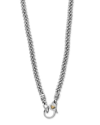 18K Yellow Gold & Sterling Silver Black Caviar Diamond & Black Ceramic Collar Necklace, 16"