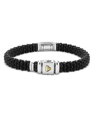 Two Tone Matte Black Ceramic Black Diamond Bracelet, 9mm