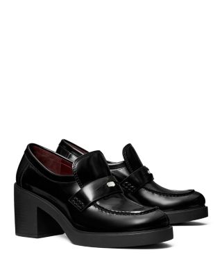 Women's Classic Heeled Leather Lug Loafers