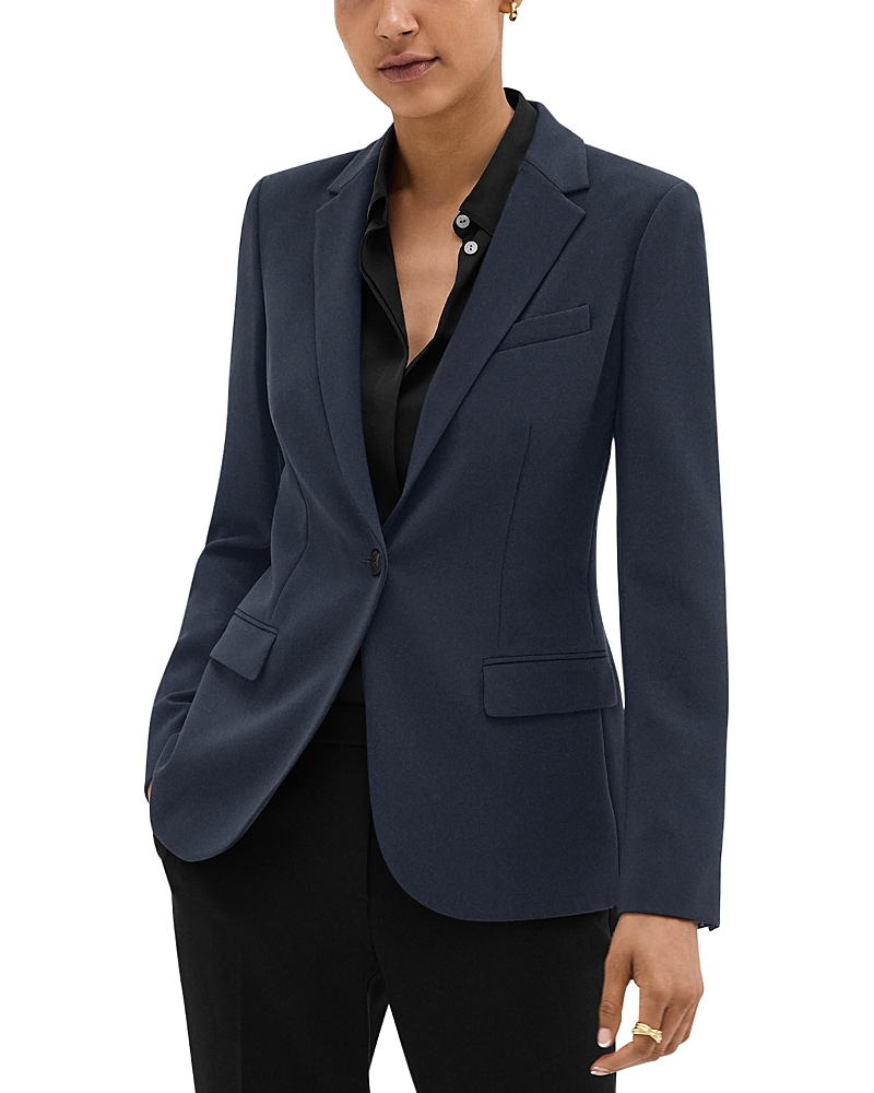 Theory Admiral Crepe One-button Staple Blazer In Blue