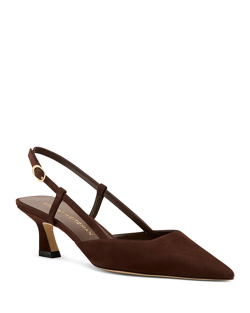 Stuart Weitzman Women's Vinnie 50 Slingback Suede Pumps In Brown