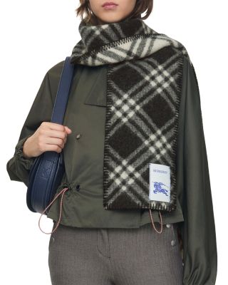 Narrow Check Wool Scarf