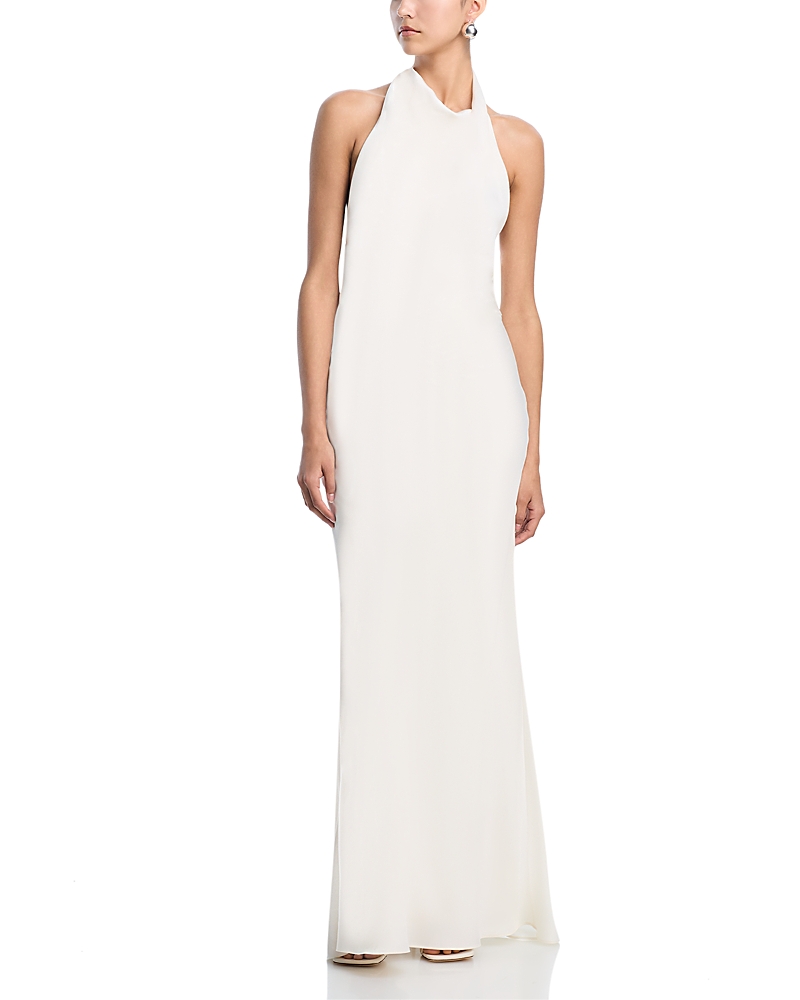 Simkhai Reannon Draped Satin Gown In White