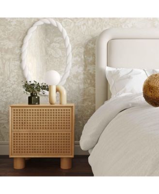 Miles Rubberwood 2-Drawer Nightstand