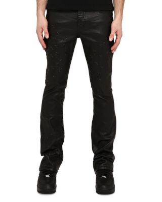 Flare Embossed Film Jeans in Black