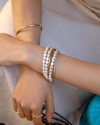 Ondine Imitation Pearl Coil Stretch Bracelet 