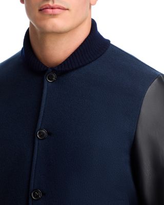 Casual Fit Mixed Media Bomber Jacket