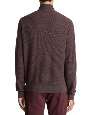Geo Jacquard Quarter Zip Sweater