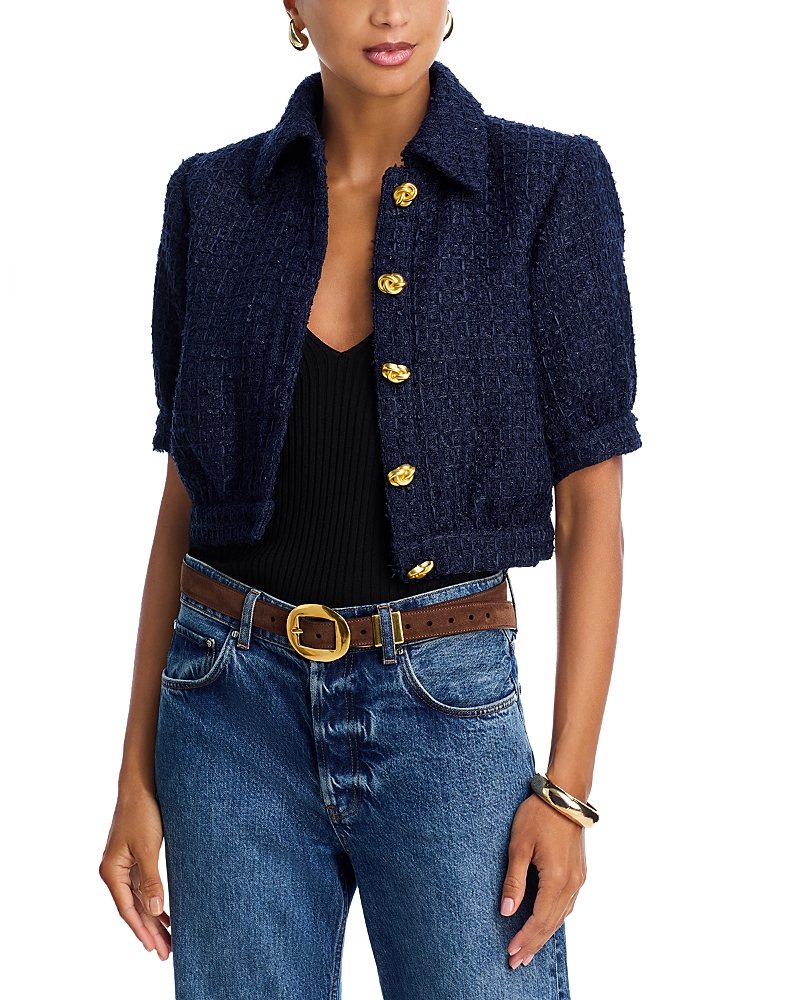 L Agence L'agence Cove Short Sleeve Crop Jacket In Blue