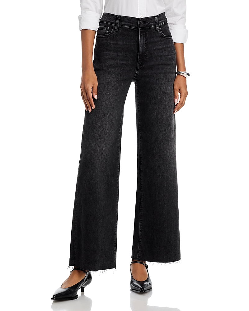 Frame Le Slim Palazzo High Rise Jeans In Starship In Black