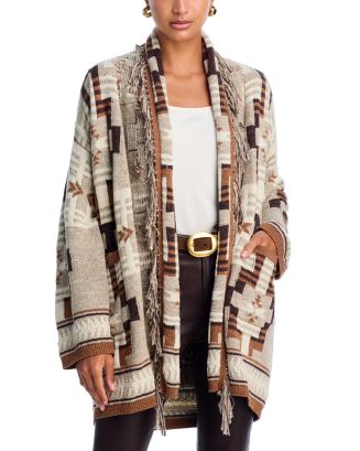 L'AGENCE Jair Jacquard Fringe Cardigan | Bloomingdale's Women