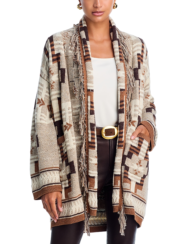 L Agence L'agence Jair Jacquard Fringe Cardigan In Multi
