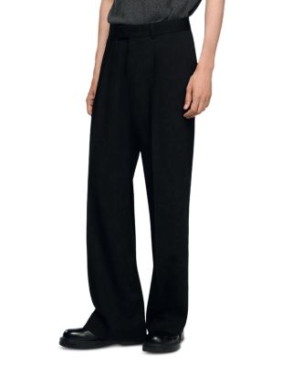 Laurent Wool Blend Wide Leg Trousers With Pleats