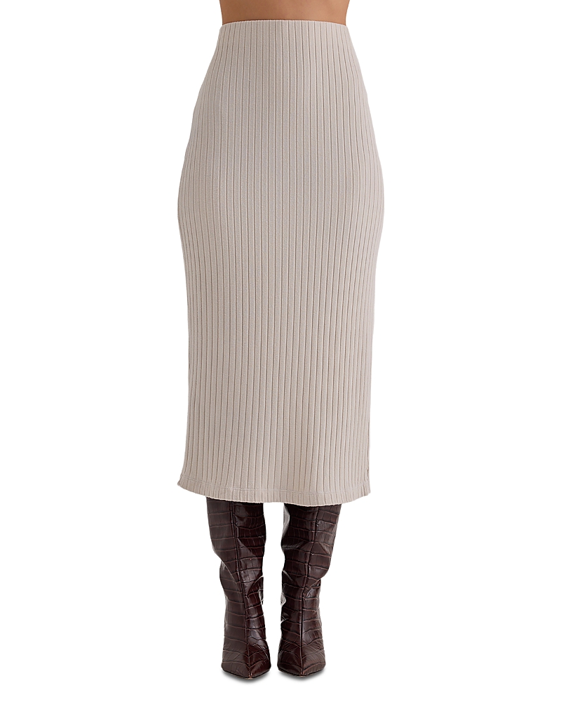 Bella Dahl Rib Knit Midi Skirt In Gray