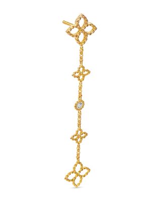 18K Yellow Gold Principessa Diamond Flower Drop Earrings